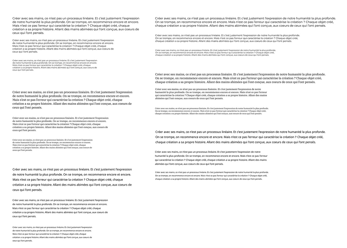 photo des essais de longeurs de textes et polices pour hello world